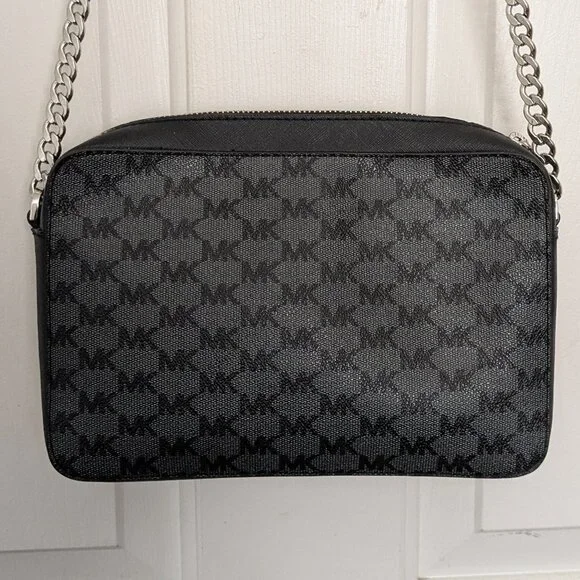 Michael Kors Jet Set Large East West Crossbody Black MK Signature . - Picture 3 of 15